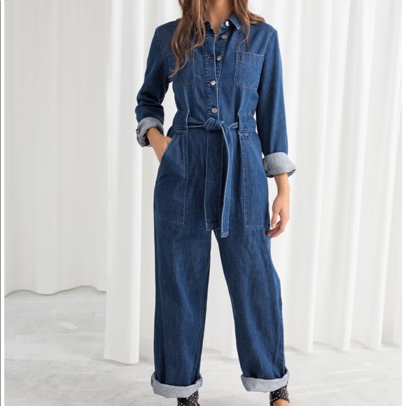 & other stories denim jumpsuit